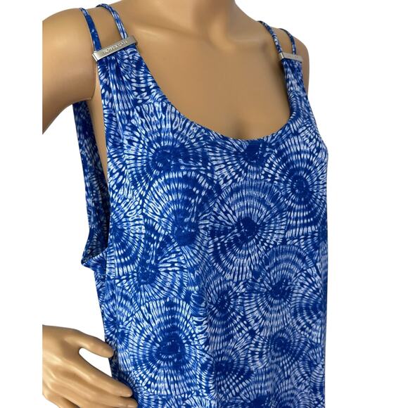 NWT Michael Kors Maxi Dress Blue Sunburst Logo Strap Side Slit Size XL - Picture 9 of 12